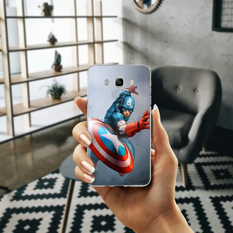 Капитан Америка мягкие силиконовые чехлы для телефона Samsung Galaxy J5 J7 J3 J2 J1 2016 A7 A5 A3 2017