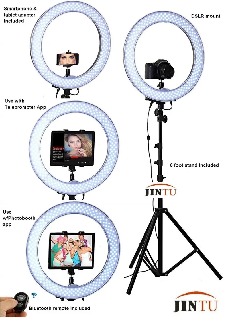 JINTU RL-18 1" светодиодный штатив-Трипод 5500K светильник для макияжа Youtube для камеры, iPhone 6 plus/6/5/5S, samsung