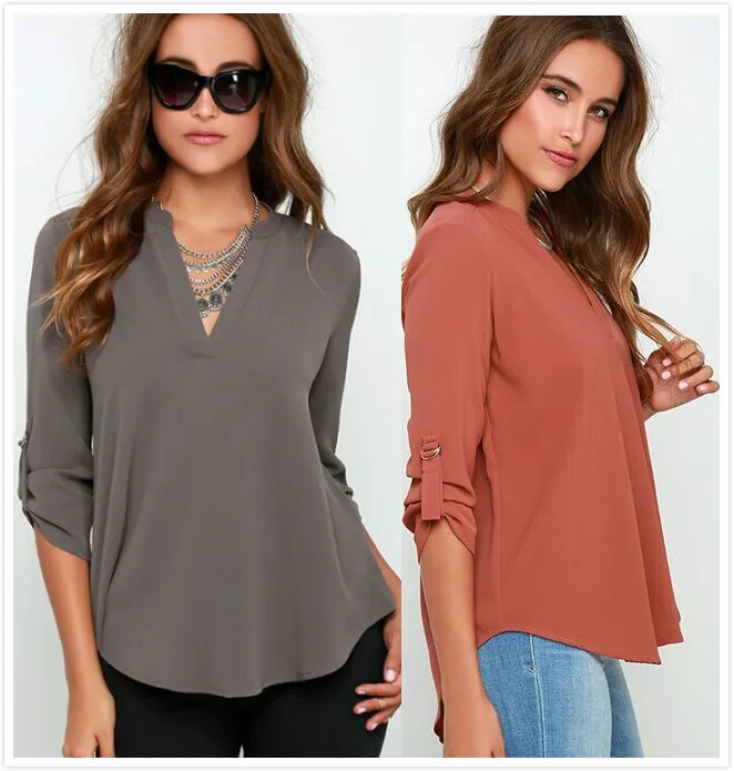 

2016 foreign trade burst models V collar shirt ladies Sportswear sports suit Running shirt