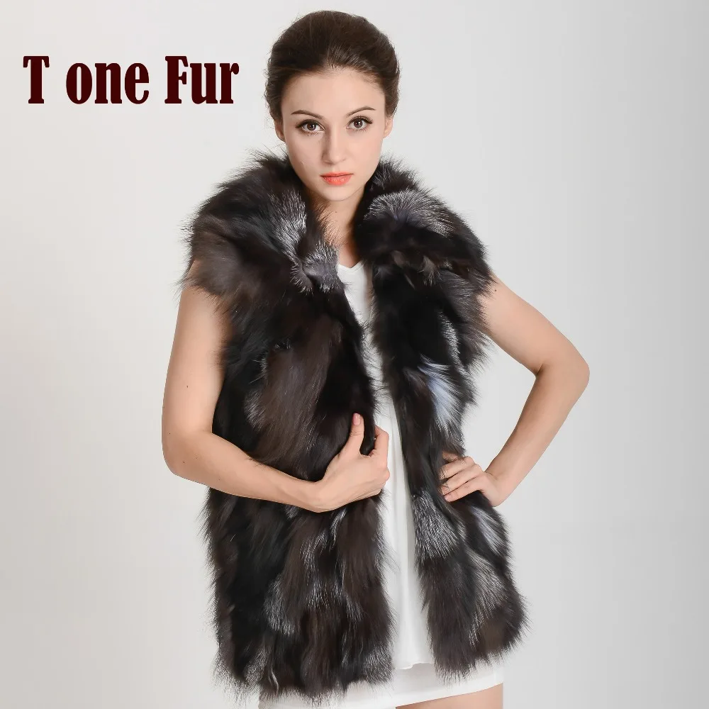 Женский жилет из натурального Лисьего меха роскошный Леопардовый с воротником