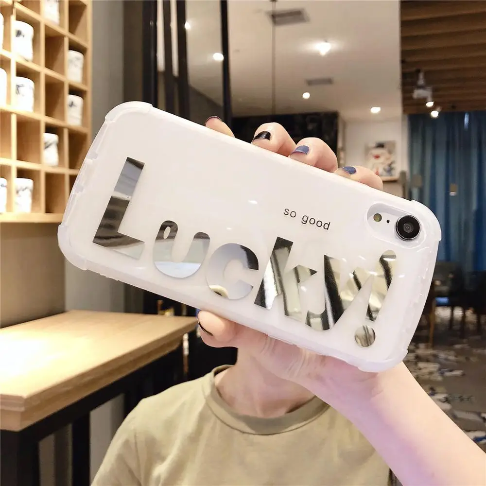 HUANQING Simple lucky letter cell Phone Case For iPhone 6 6S Plus 7 8 X XR XS MAX fashion Cell Housing Protective Cover case |