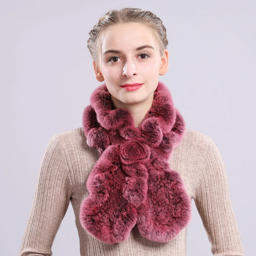 Женский вязаный шарф из натурального меха кролика Рекс мягкий пушистый 2020| |