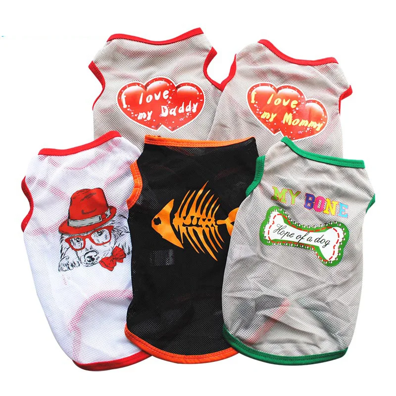 

Mesh Summer Dog Clothes Cool Cat Shirt Puppy tshirt For Small Dogs Cats Yorkie Chihuahua Breathable Dogs Vest Pet Clothing XS-L