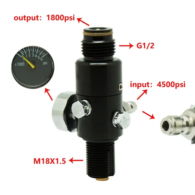 Нить M18X1.5 4500psi Пейнтбол hp регулятор воздушного бака с выходным давлением 800psi 1800psi 2200psi - Цвет: 1800psi