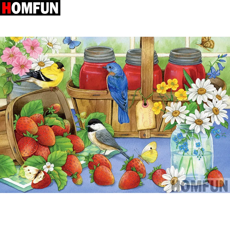 

HOMFUN 5D DIY Diamond Painting Full Square/Round Drill "Bird & Flower" Embroidery Cross Stitch gift Home Decor Gift A08125