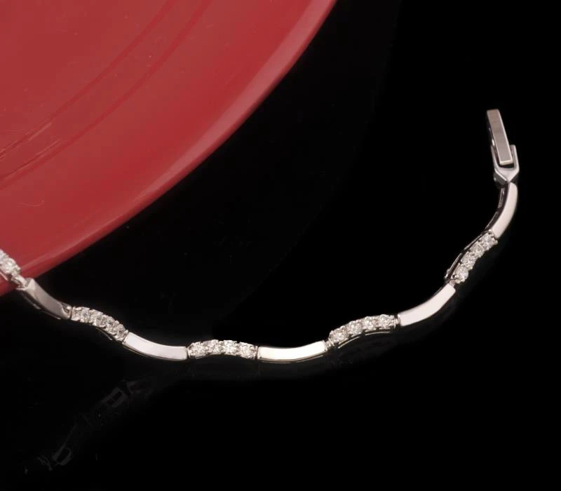 MxGxFam Fashion Link Bracelet Women Clear Round Stone White Gold Color Hot Sale | Bracelets