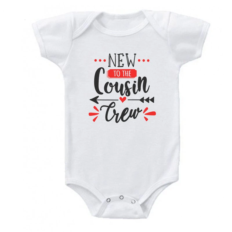 White Shirerty Summer New Baby Boys Girls Short Sleeve Letter Print Cousin Tiew Cute Cotton Romper Baby Clothes Outfits - Цвет: White