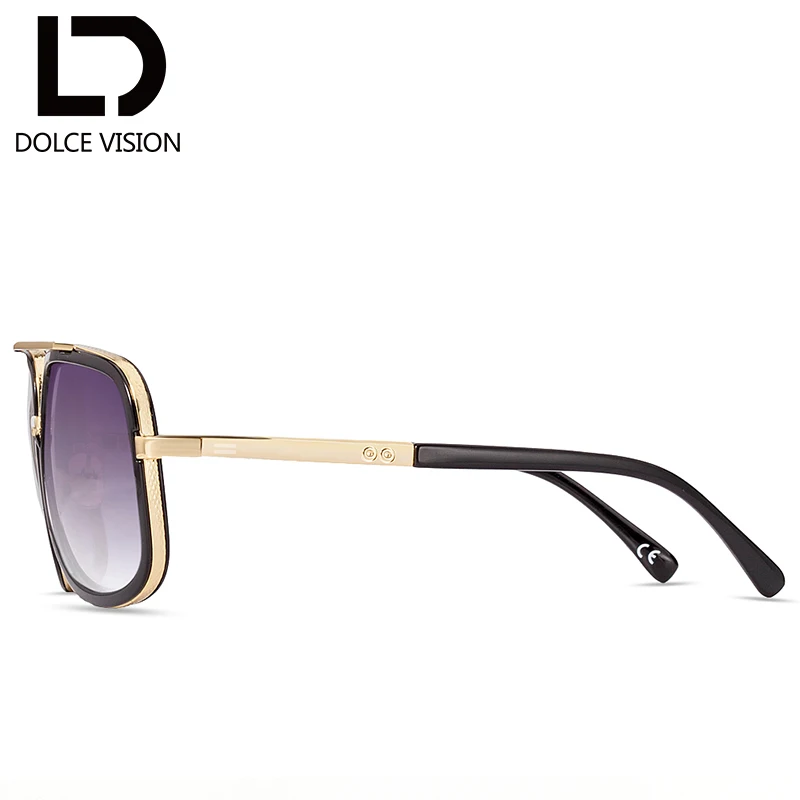 Мужские солнцезащитные очки в золотистой оправе с металлическим стеклом высокое