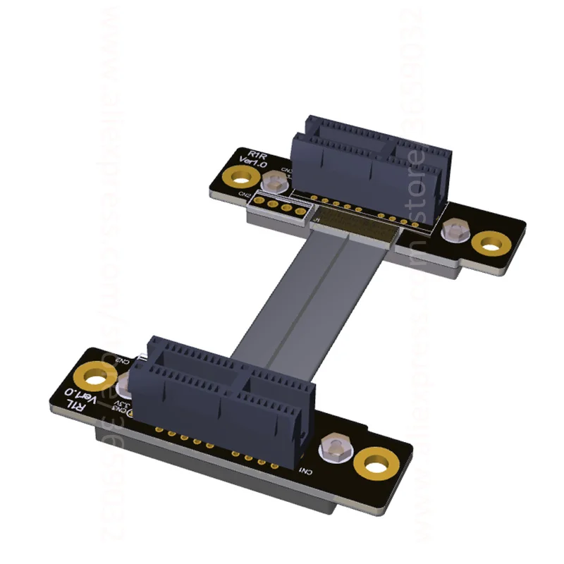 Коленчатый правый кабель PCIe 3 0x1 до x1 гнездо-гнездо экранирование EMI 8G/bps PCI-E 1x