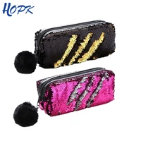 cute sequin pencil case for girls school supplies hairball pencil case school stationery gift pencil box pencilcase