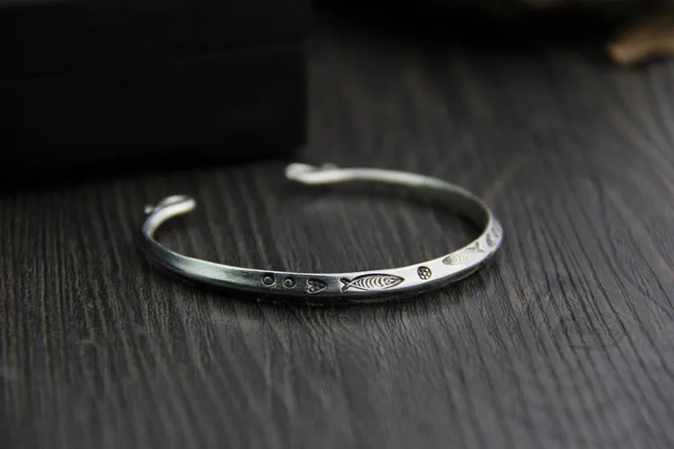 C &amp R Настоящее серебро 999 пробы браслет для женщин маленькая рыба Открытие