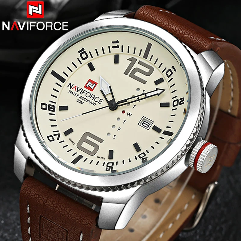 Часы NAVIFORCE мужские повседневные военные спортивные кожаные наручные|masculino|masculinos
