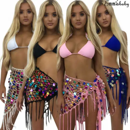 Женская шифоновая юбка для танца живота Пляжная накидка с кисточками | одежда