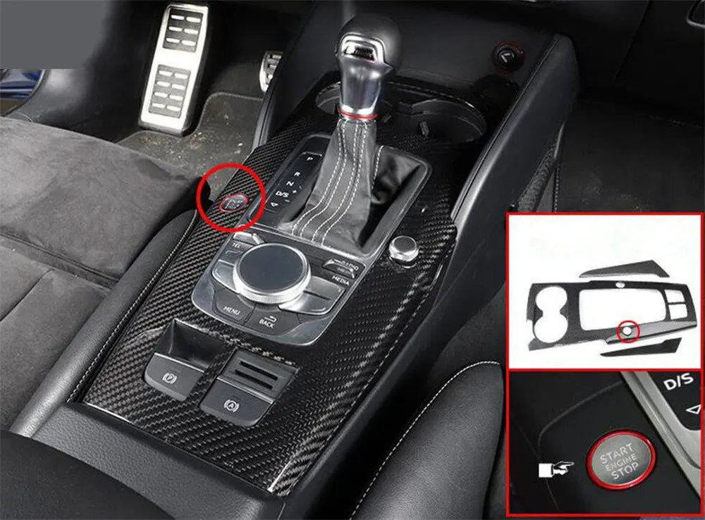 Type C LHD карбоновое волокно 10 шт. для Audi A3 S3 RS3- Автомобильный интерьер молдинги консоль переключения передач полоски на двери Накладка - Название цвета: Type C