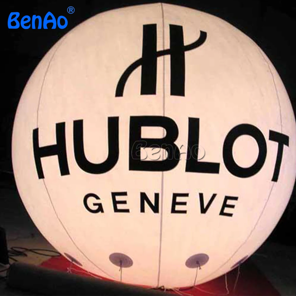 

AO287 BENAO Бесплатная доставка 3 м большой красный надувной логотип рекламный шар, коммерческие гелиевые шары со светодиодным освещением