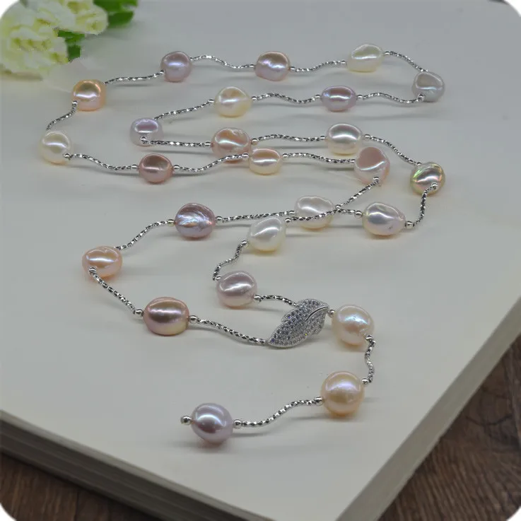 Цепочка с натуральным жемчугом 90 см 9 х11 мм|necklace jewelry|designer jewelryfashion jewelry |