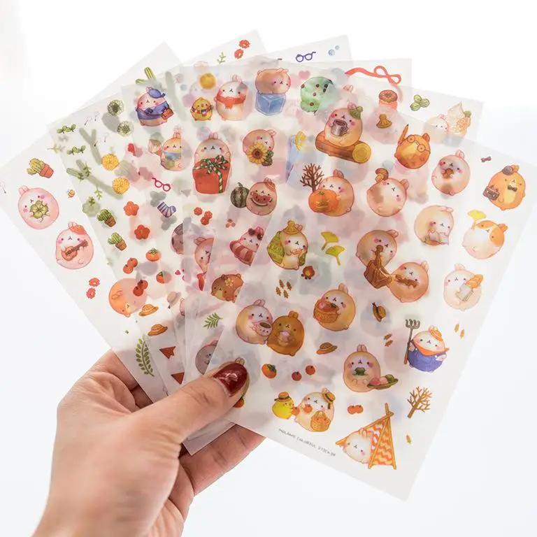 Джейми заметки милые наклейки s милые прозрачные наклейки Kawaii печать тетрадь наклейка для планировщика розовые канцелярские принадлежности Школьные принадлежности - Цвет: Cute Rabbit Sticker