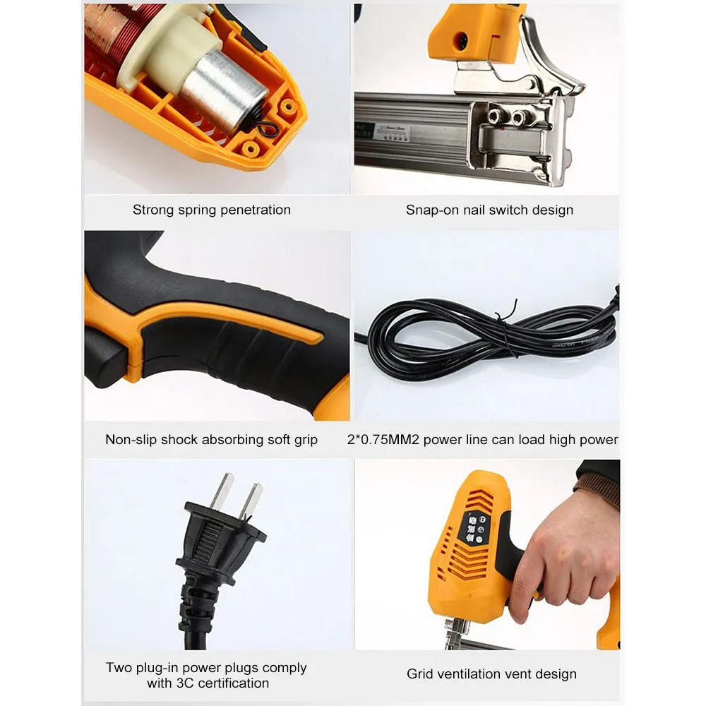 

2300W 220V Nail Gun Electric High Power 1022J code nail gun For Furniture Strips Kitchen Cabinets Floor Installation Gun Head