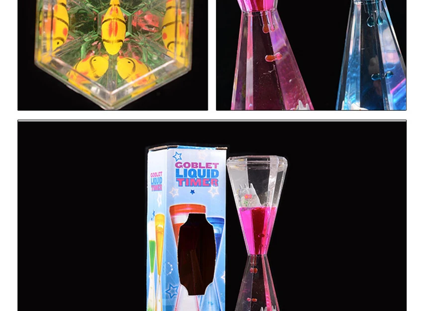 Шестигранник жидкость движение Bubbler для детей и взрослых акриловые песочные часы жидкость Bubbler/таймер с мультяшным орнаментом для сенсорной игры