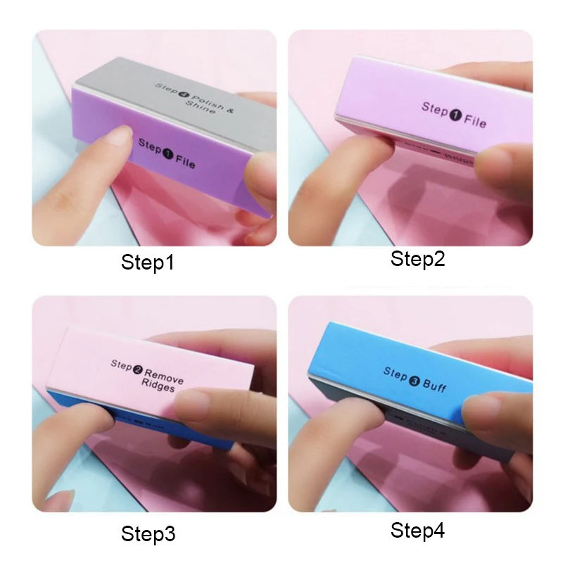 4-Steps Nail Buffers File for UV Gel Grinding Sanding Block Polishing Colorful Pedicure Art Design Tool | Красота и здоровье