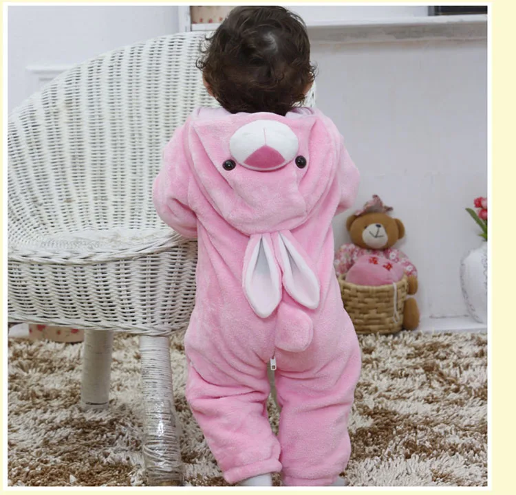 Baby Cartoon Rompers Newborn Hooded Toddler Clothing Boys Girls Minions Animal Jumpsuit Playsuit Costume Flannel Baby Rompers