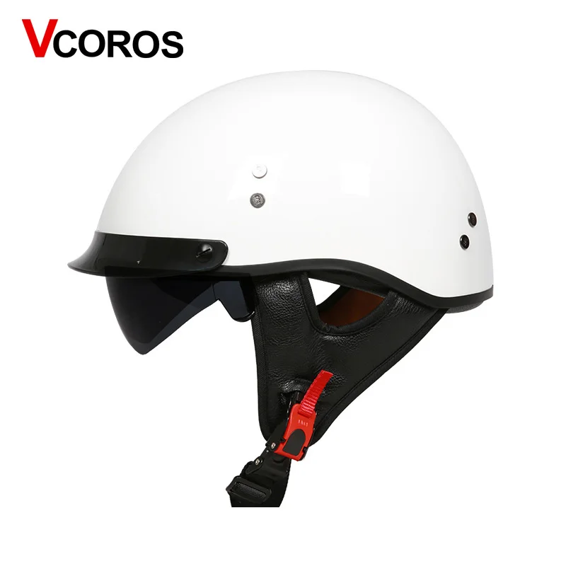 VCOROS стекловолокно стиль moto rcycle шлем, закрывающий половину лица moto rbike шлем с внутренними солнцезащитные очки vespa moto точки шлемов утвержден
