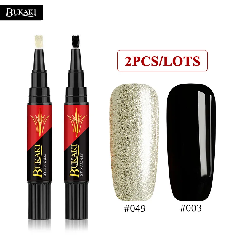 2PCS ZHG1304 BUKAKI, 60 цветов, 3 в 1, лак для ногтей, ручка для дизайна ногтей, Типсы, УФ-гель, гибридные Лаки, один шаг, клей для ногтей, нет необходимости, верхнее Базовое покрытие - Цвет: 2PCS ZHG1304