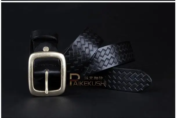 Мужской ремень из 100% натуральной коровьей кожи с медной пряжкой Классический