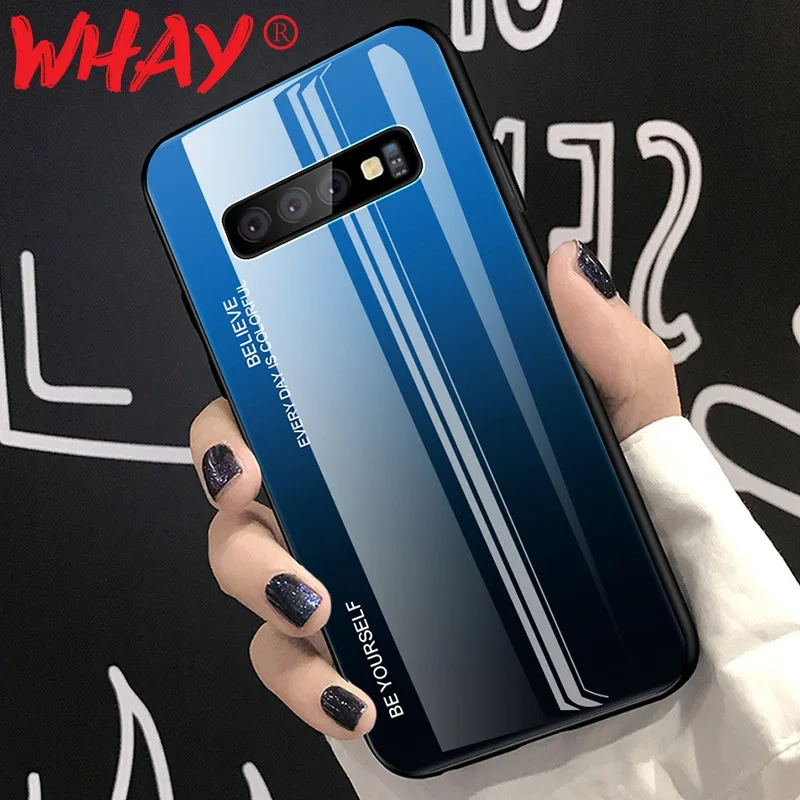 Градиентный стеклянный чехол для Samsung Galaxy S10e S10 Plus Жесткий Чехол телефона Lite M10 M20