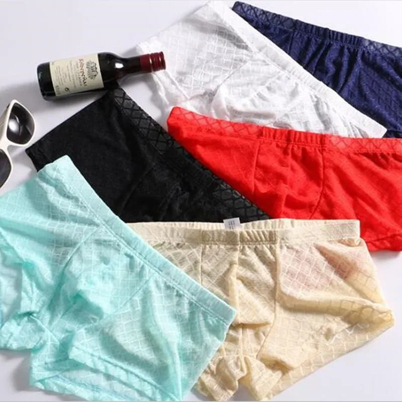 2019 модные нейлоновые сетчатые прозрачные мужские сексуальные трусы-боксеры с