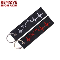 remove before flight biker heartbeat keychain luggage tag portachiavi embroidery key ring chaveiro for motorcycle key chains 2pc
