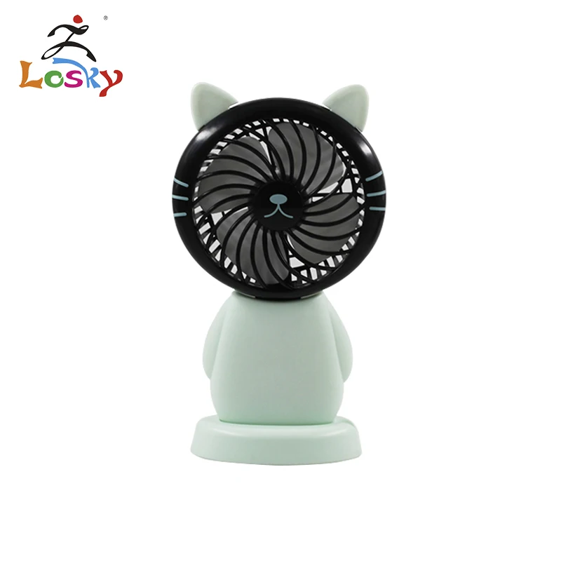 Cartoon USB charging small fan student dormitory portable mini cute kitten electric handheld | Бытовая техника