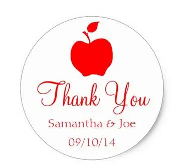 

1.5inch White and Red Apple Thank You Classic Round Sticker