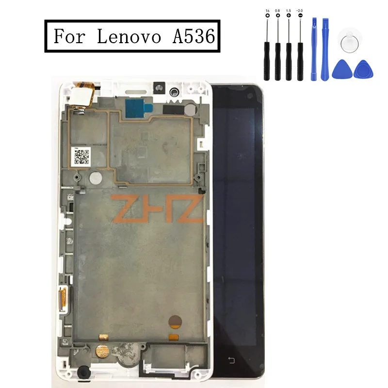 Для Lenovo A536 ЖК дисплей с сенсорной панелью дигитайзер в сборе рамкой черный белый