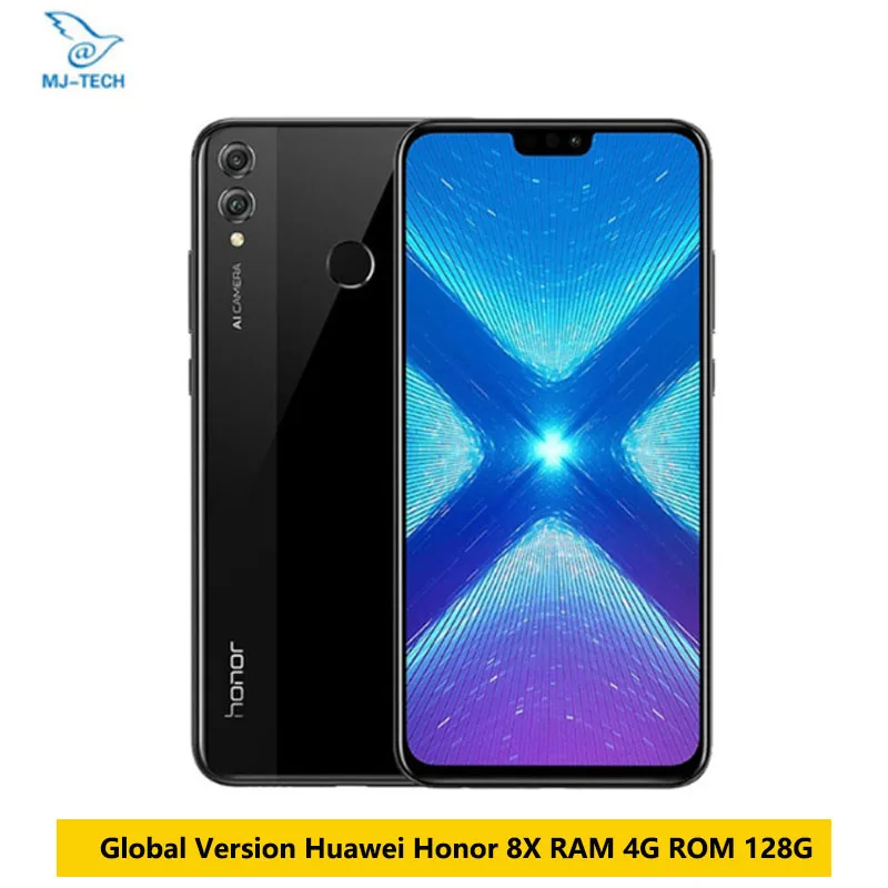 Global Honor 8X ram, 4G rom, 128G, 6,5 дюймов, android 8,1, смартфон, 2,2 ГГц, четыре ядра, 20 МП, 3750 мАч, 4G LTE, мобильный телефон