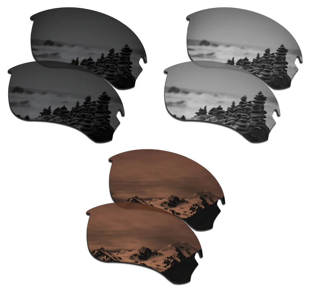 

SmartVLT 3 Pairs Polarized Sunglasses Replacement Lenses for Oakley Si Speed Jacket Black and Silver Titanium and Amber Brown