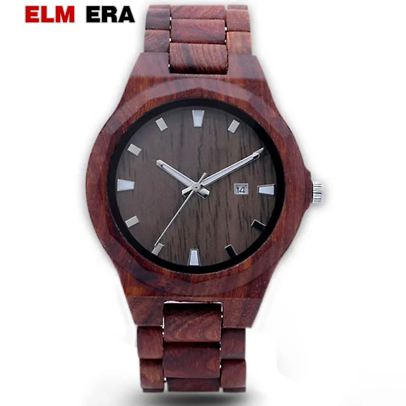 Мужские часы ELMERA Relogio Masculino деревянные мужские и женские спортивные Красное