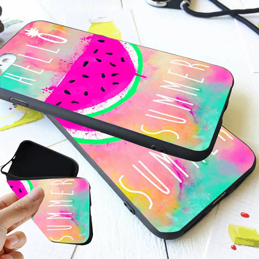 Hello Summer Watermelon Soft Silicone Case for iPhone X 5 S 5S XR XS Max 6 6S 7 8 Plus Cover Phone Fundas Capinha | Мобильные