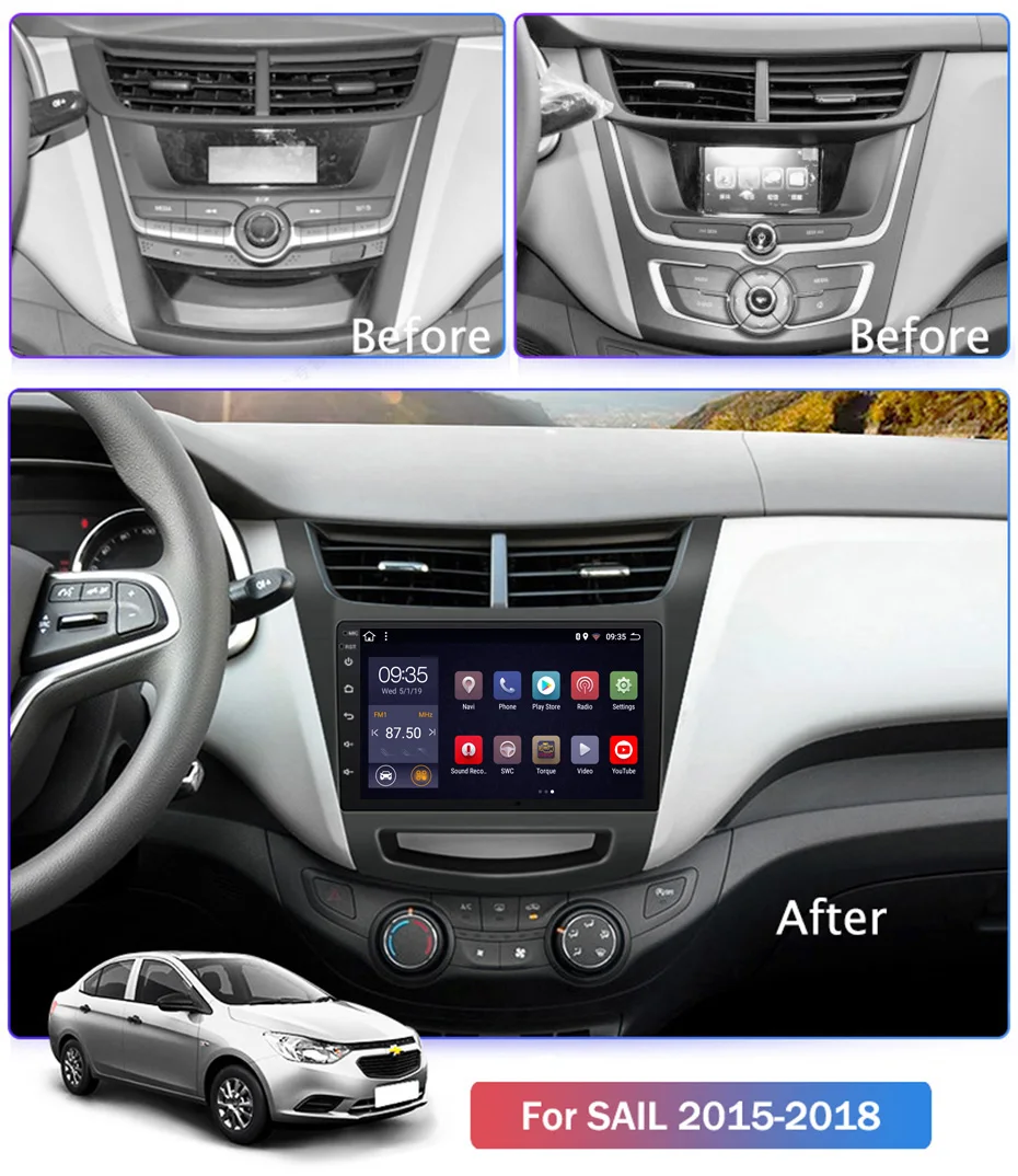 9 дюймов 2.5D IPS HD мультисенсорный экран Android 2018 2 Гб ОЗУ 32 ПЗУ NAVI для Chevrolet SAil 2015 с