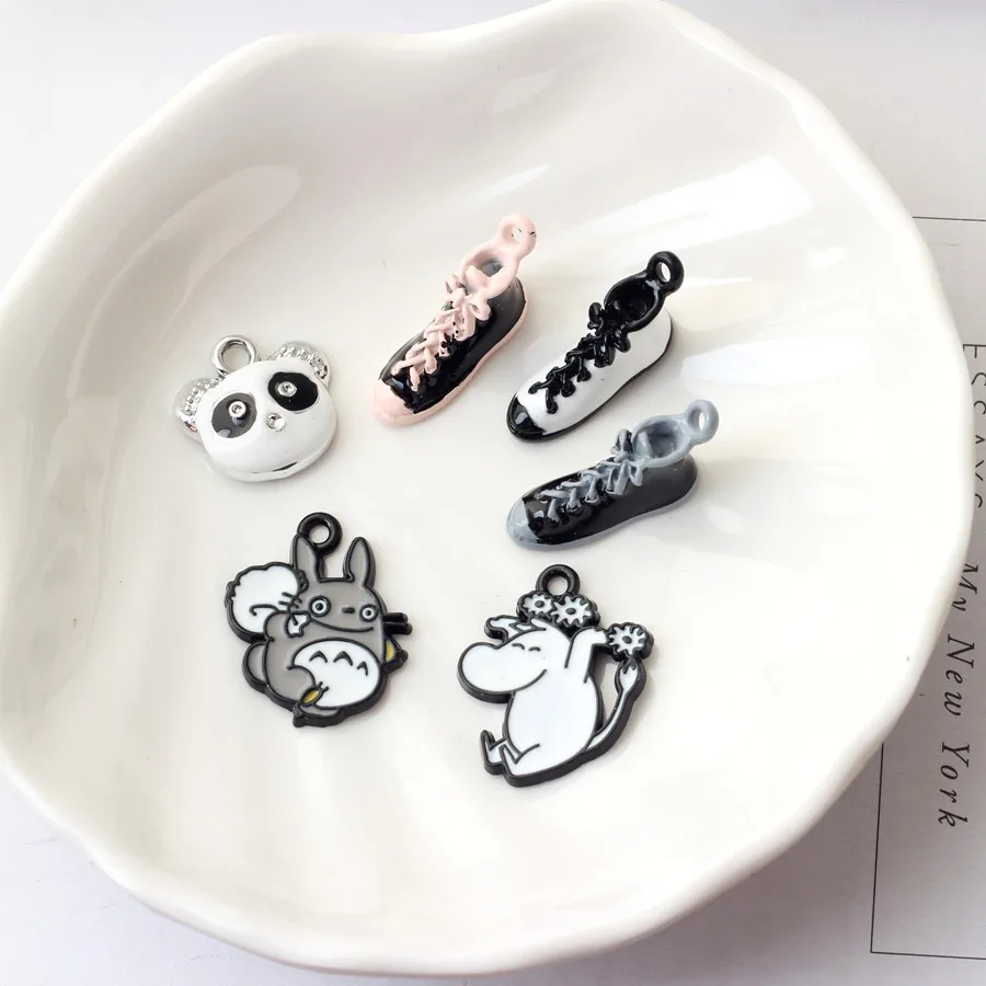 5 шт. сплав эмаль Тоторо Бегемот обувь ожерелье с подвесками на цепочке Чокер