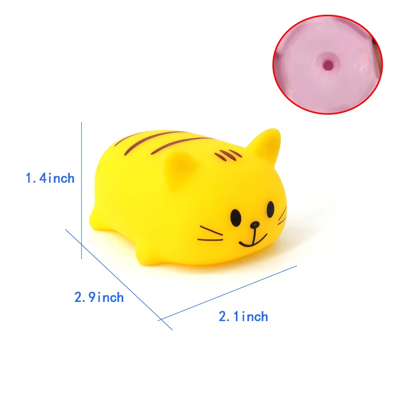 Yellow Cat No BB Милые животные Детские Игрушки для ванны для детей ПВХ поплавок сжимающий звук балуясь игрушки дети кошка рыба ванная комната щепотку спрей игрушка - Цвет: Yellow Cat No BB