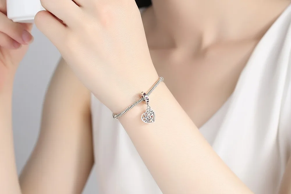 ELESHE 925 пробы серебро навсегда сердце бусины, подходят к оригиналу Pandora, очаровательный Браслеты 925 серебро любовь Семья Шарм, изготовление украшений