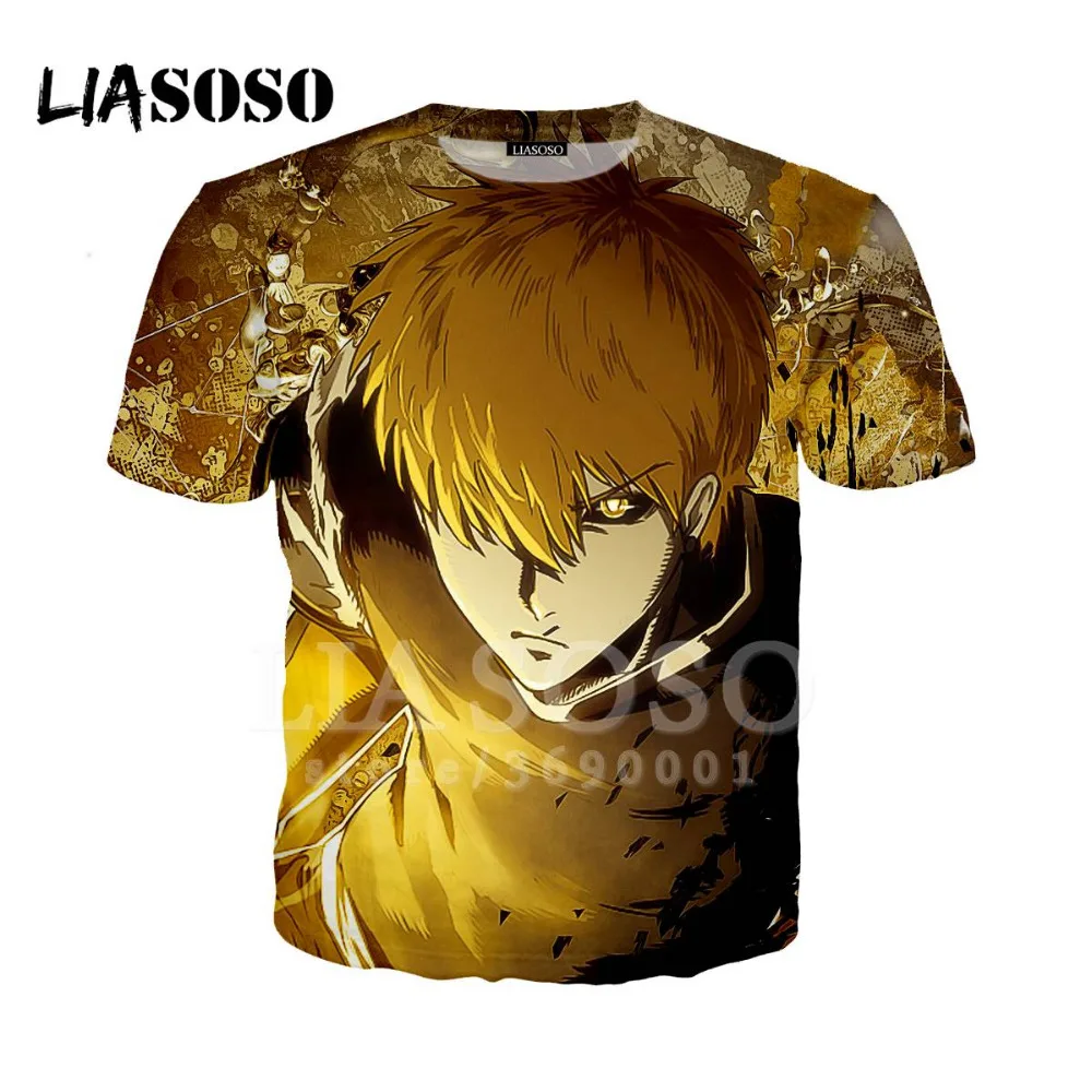LIASOSO 3D принт для женщин и мужчин Аниме One Punch-man Super Punch Man Genos футболка Летняя хип-хоп