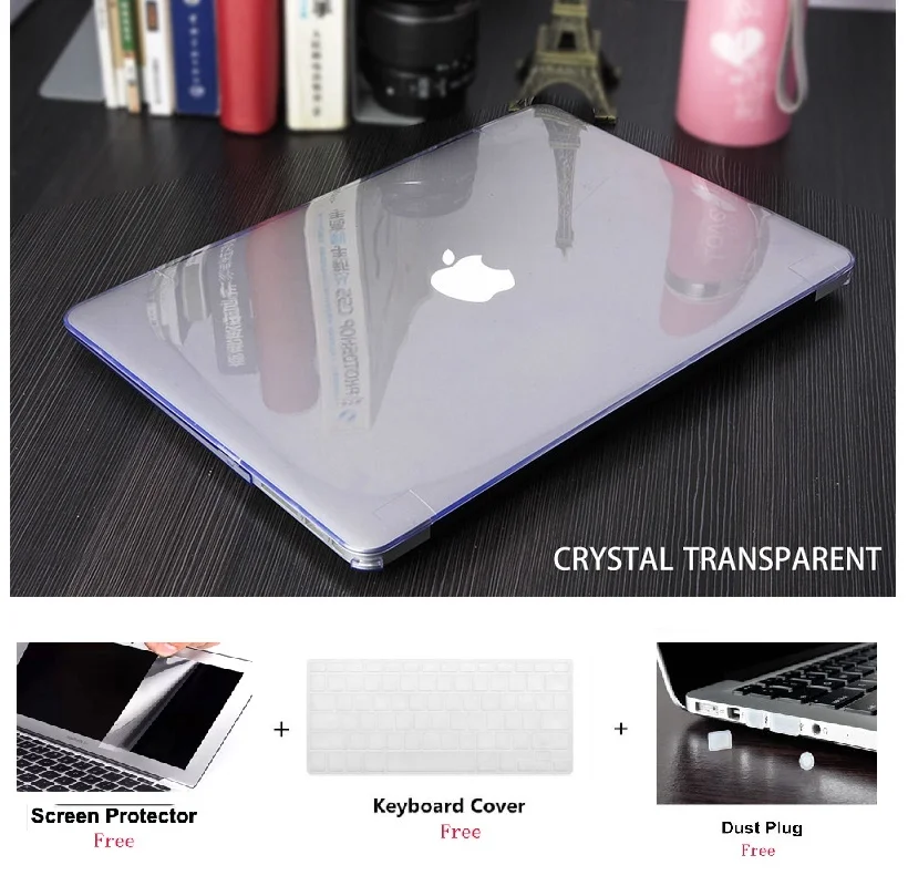 4in1 Crystal Laptop Case+Keyboard Cover+Screen Film+Dust Pulg For Apple Macbook Air Pro Retina Touch Bar 11 12 13 15 inchs | Компьютеры и