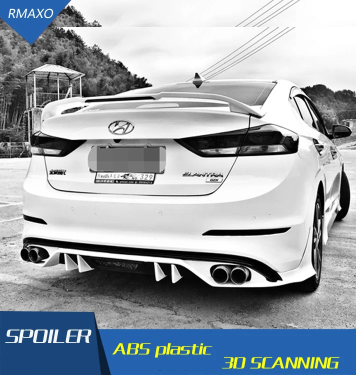 Спойлер для hyundai Elantra, светодиодный светильник, абс материал, заднее крыло, грунтовка, цветной задний спойлер для hyundai Elantra, спойлер