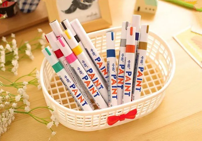 1 шт. офисный подарок прямая белая ручка для ремонта царапин в шинах|white paint pen|pen