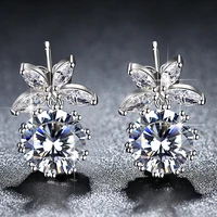 beiver pineapple fashion aaa cubic zirconia wedding stud earrings for women in rhodium plated free shipping
