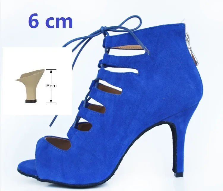 Blue 6cm Для женщин Бальные Туфли для латинских танцев красные, черные Танго; бачаты кизомба; танцевальные туфли для женщин на высоком каблуке 6/7. 5/8. 5/10 см замшевая подошва - Цвет: Blue 6cm
