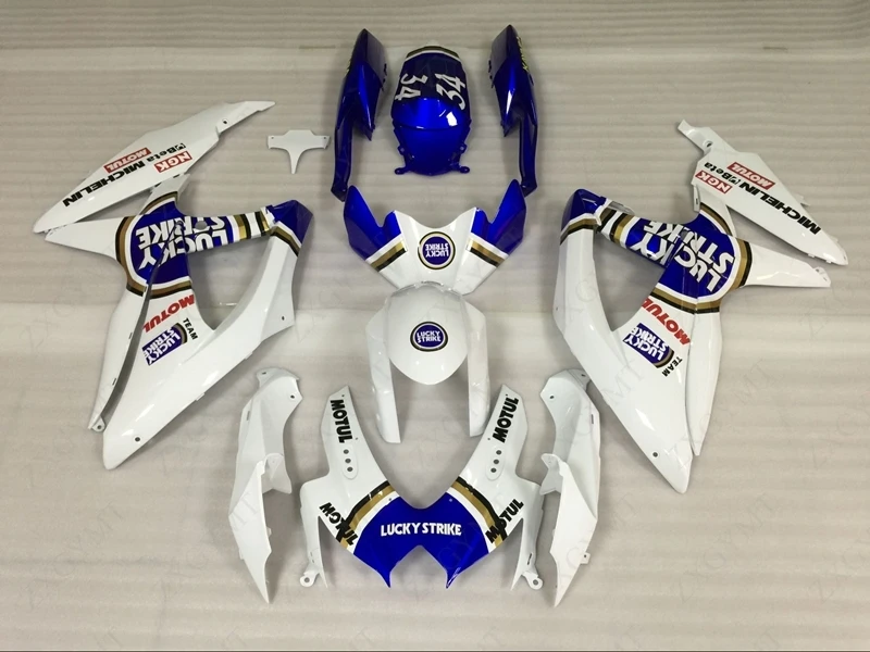Обтекатели GSXR 750 2008 2010 K8 белого и синего цвета Пластик GSX R 600 09 10 обтекатель R750 08