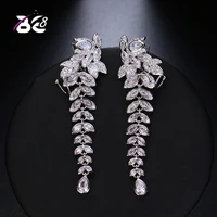 be 8 2018 luxury new long dangle earrings leaf shape water drop aaa cz for women fashion bride earrings brincos e517